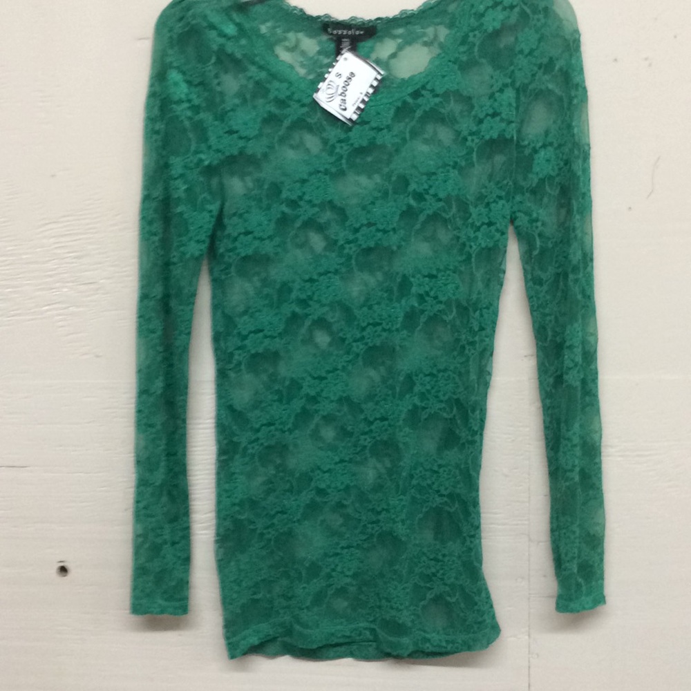 Bozzolo dark green see through blouse